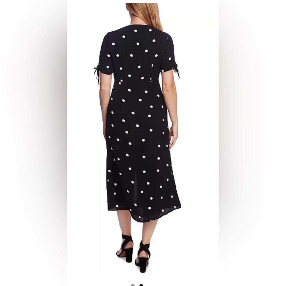 Vince Camuto Polka Dot Button-Front Midi Dress- 6 Petite - Picture 2 of 10